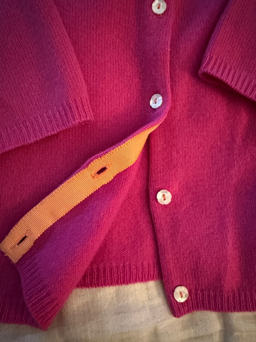 J. Crew Hot Pink Crewneck Button-Front Cardigan - Picture 3 of 4